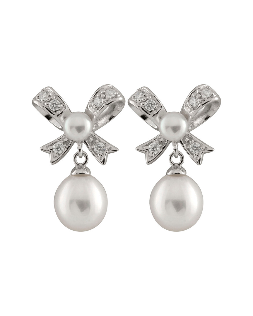 Splendid Pearls Plated 4-9mm Freshwater Pearl Bow Shaped Drop Earrings