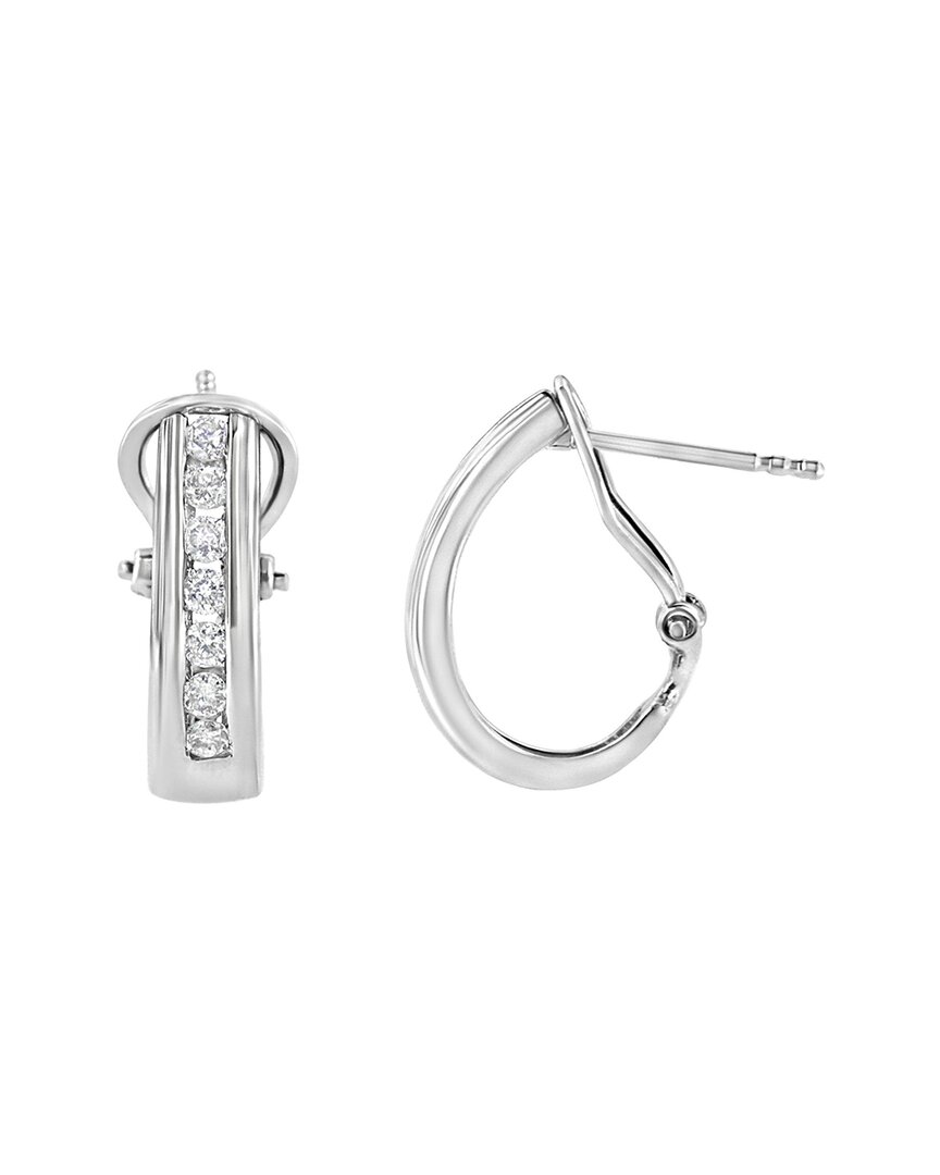 Haus Of Brilliance Silver 0.50 Ct. Tw. Lab-grown Diamond Huggy Earrings In Metallic