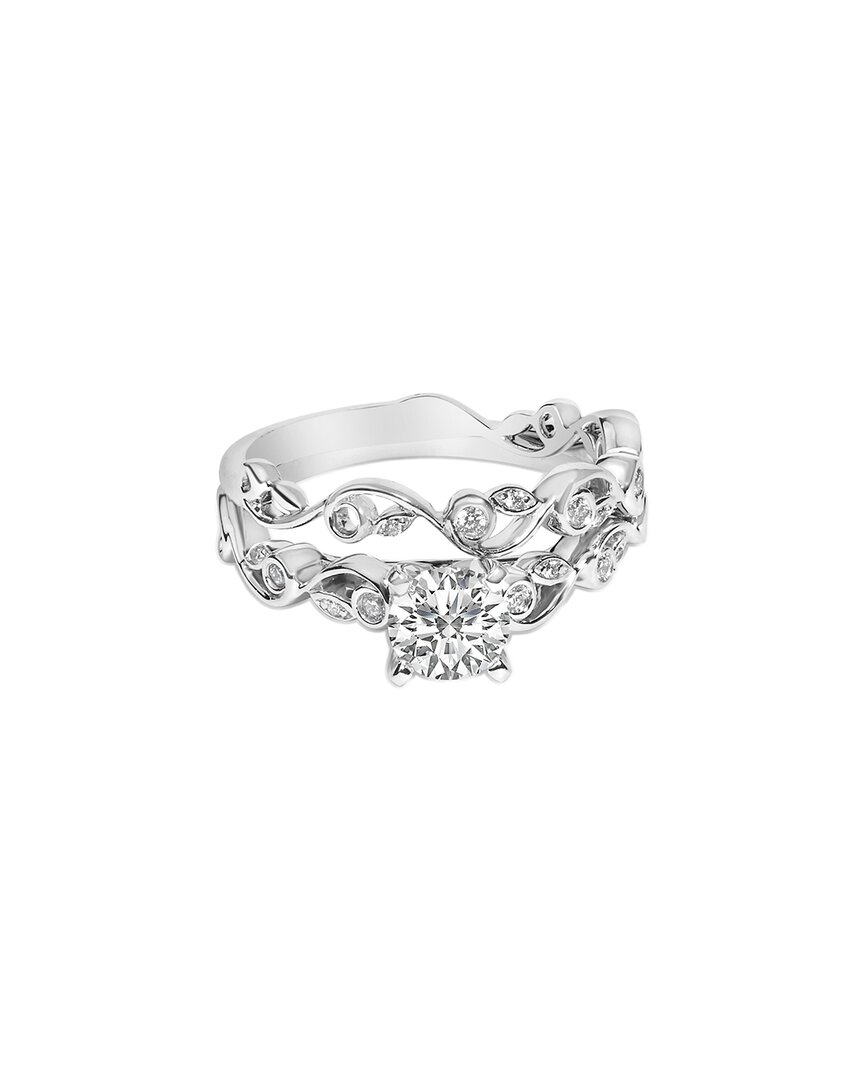 Haus Of Brilliance 14k White Gold Lab Grown Diamond 1.0 Cttw Vintage Style Engagement Ring And Band Set In Neutral