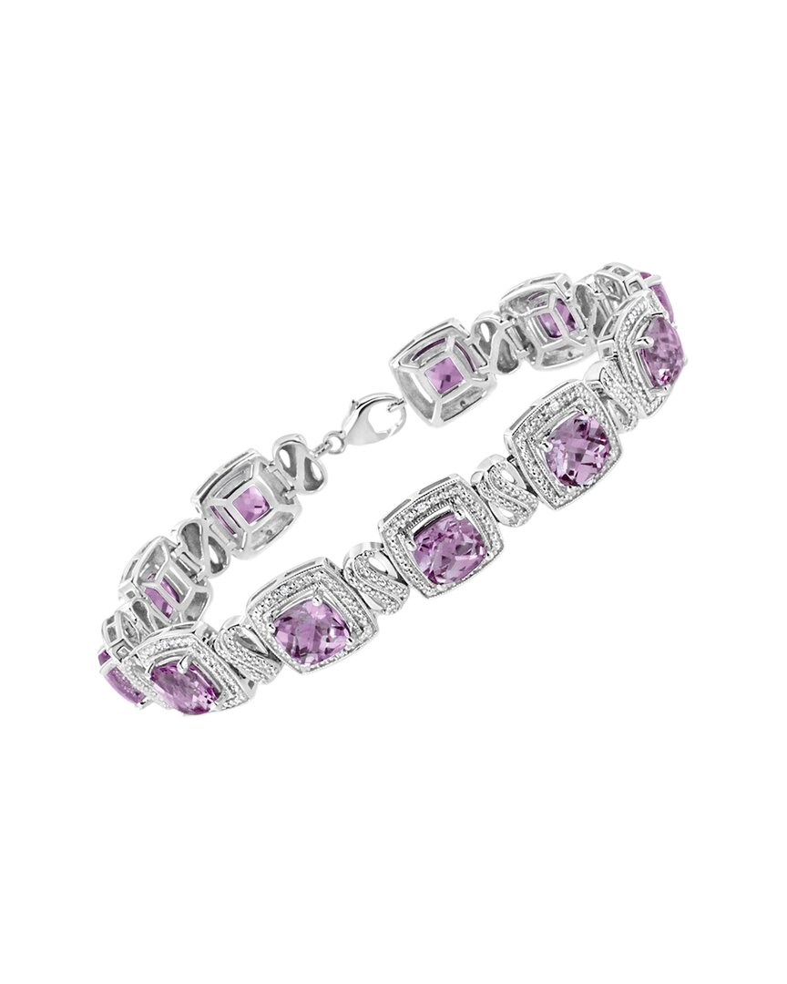 Haus Of Brilliance Colorful Gemstones Silver 1.55 Ct. Tw. Diamond & Lab-grown Amethyst Tennis Bracel In Pink