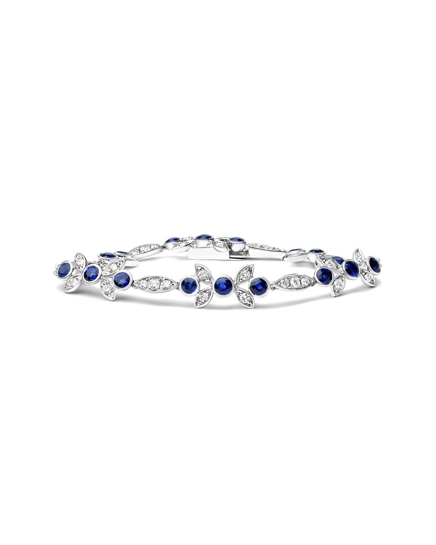 Haus Of Brilliance Colorful Gemstones 18k 6.13 Ct. Tw. Diamond & Sapphire Link  Bracelet In Burgundy