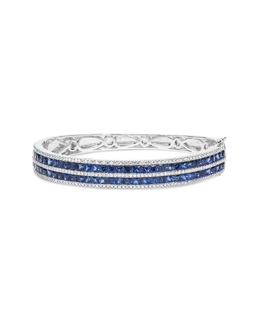 Haus Of Brilliance Colorful Gemstones 18k 9.28 Ct. Tw. Diamond & Sapphire Bangle Bracelet In Brown