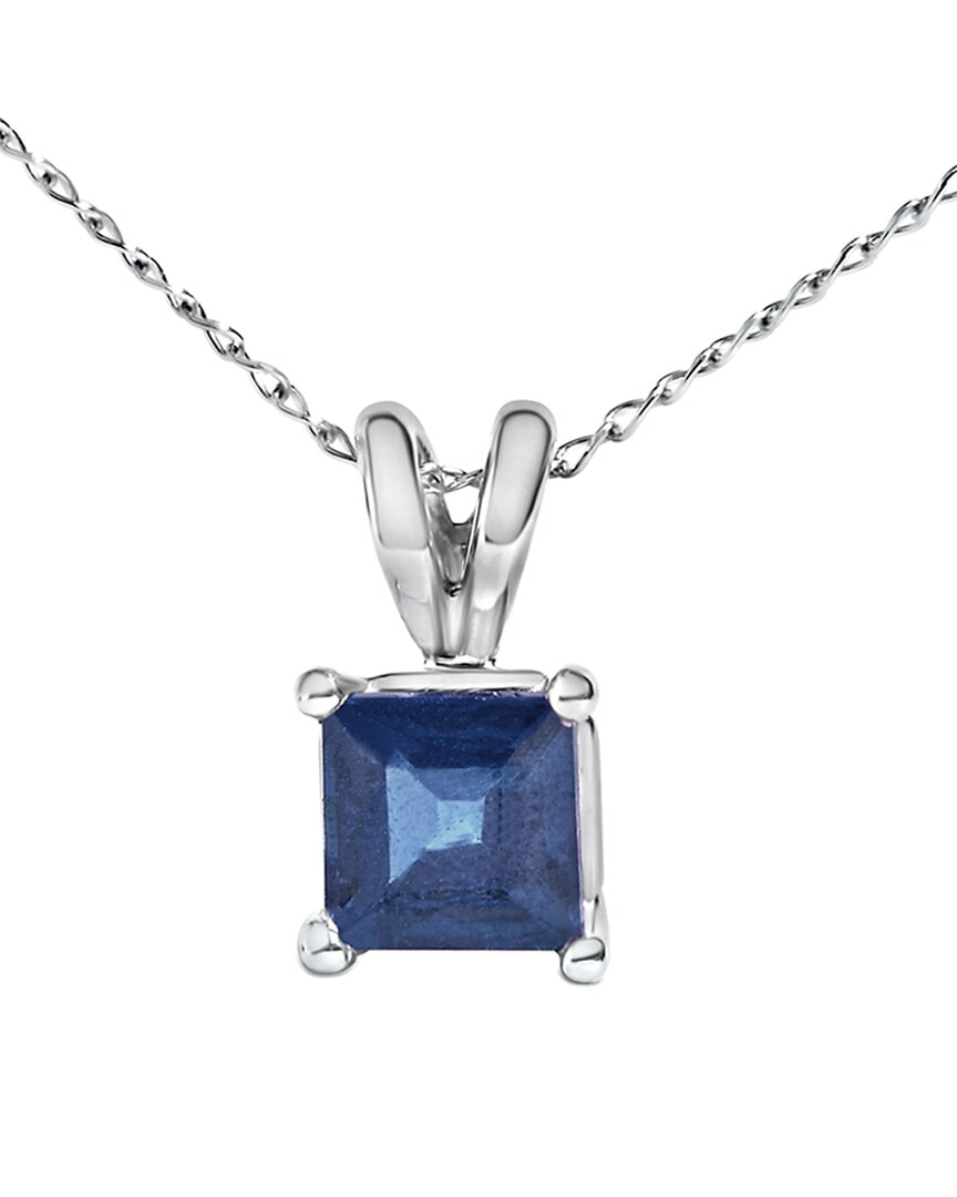 Haus Of Brilliance Colorful Gemstones 14k 0.65 Ct. Tw. Sapphire Pendant Necklace In Silver