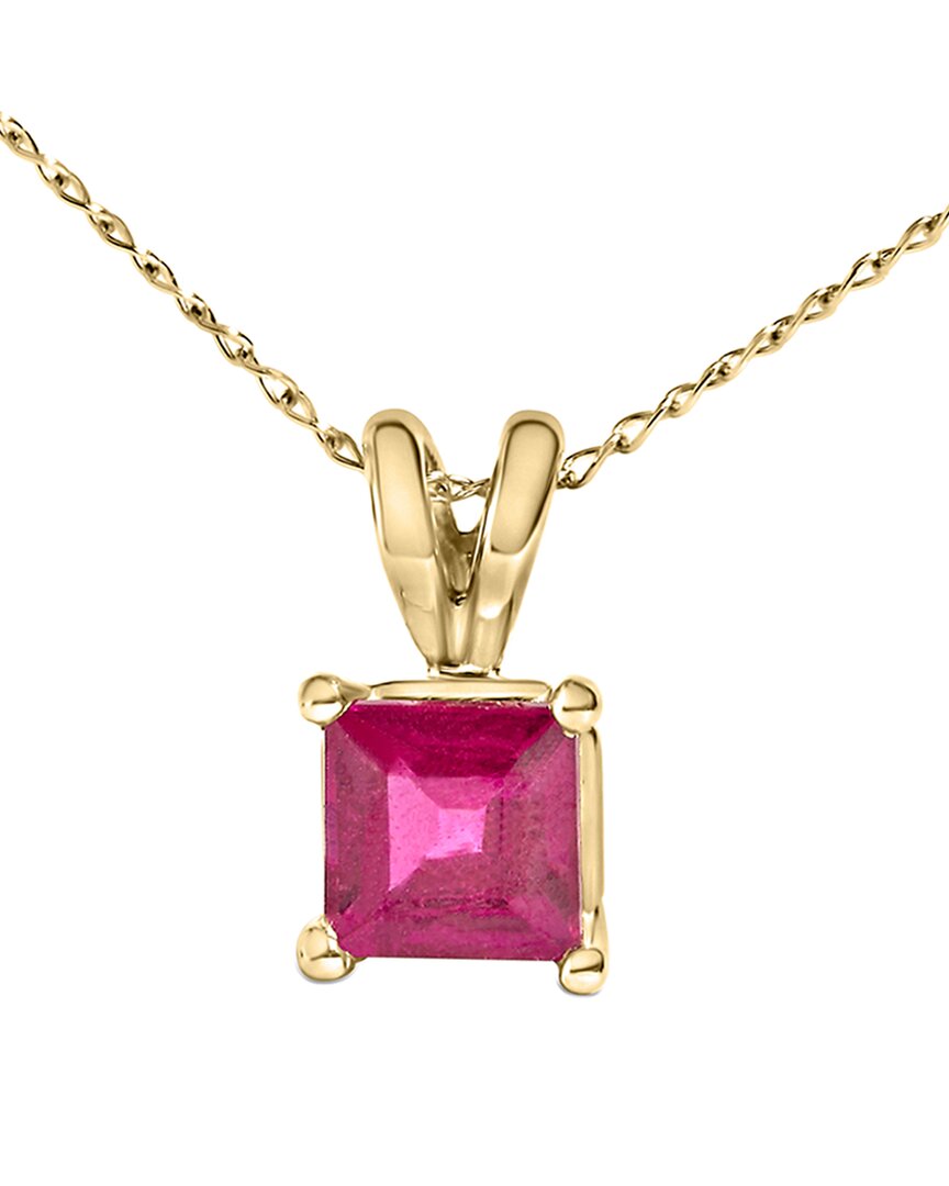 Haus Of Brilliance Colorful Gemstones 14k 0.65 Ct. Tw. Ruby Pendant Necklace In Gold