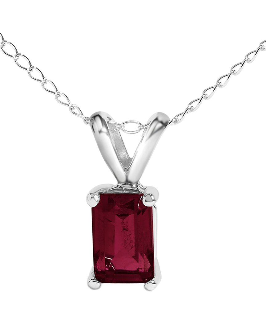 Haus Of Brilliance Colorful Gemstones 14k 0.40 Ct. Tw. Ruby Pendant Necklace In Silver
