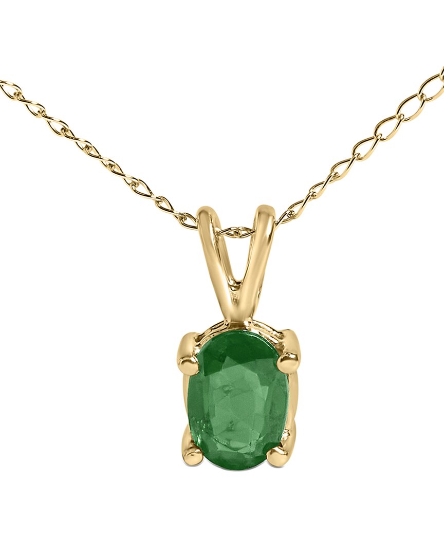 Haus Of Brilliance Colorful Gemstones 14k 0.45 Ct. Tw. Emerald Pendant Necklace In Gold