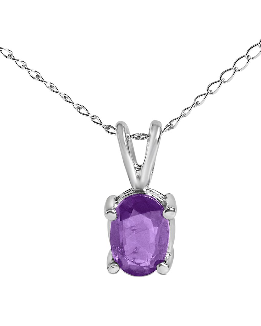 Haus Of Brilliance Colorful Gemstones 14k 0.55 Ct. Tw. Amethyst Pendant Necklace In Metallic