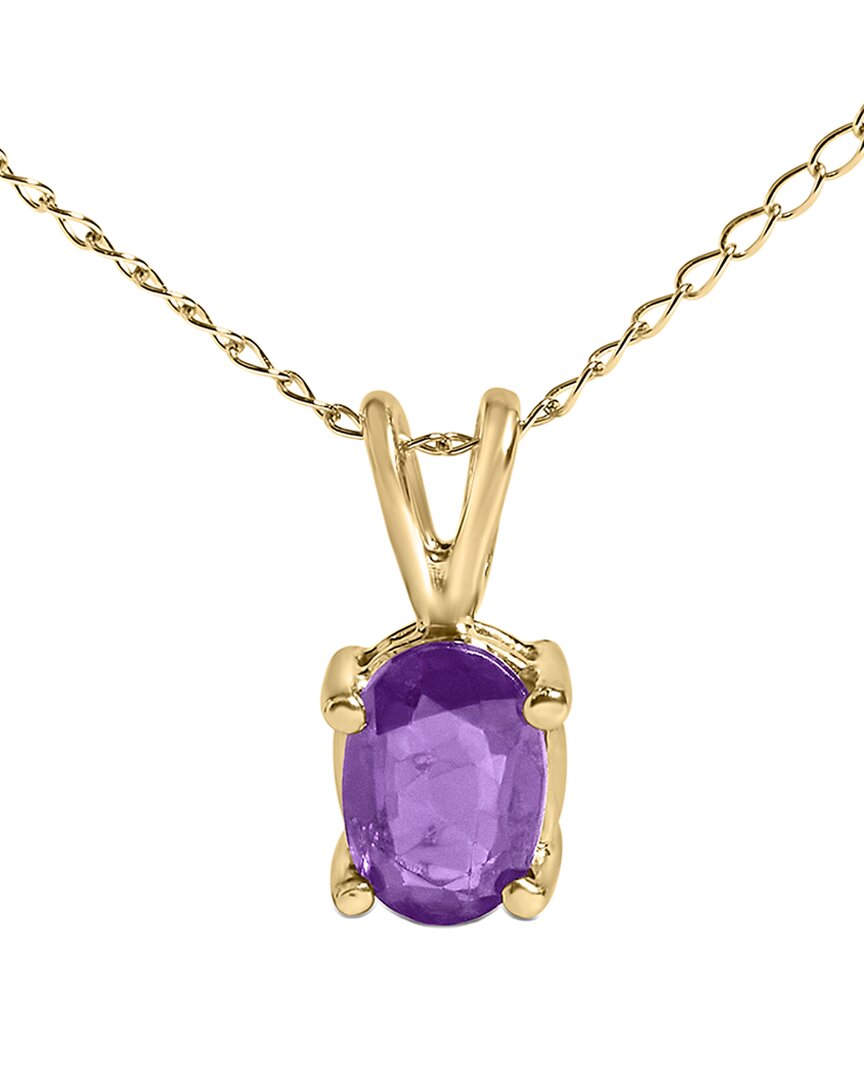 Haus Of Brilliance Colorful Gemstones 14k 0.55 Ct. Tw. Amethyst Pendant Necklace In Gold