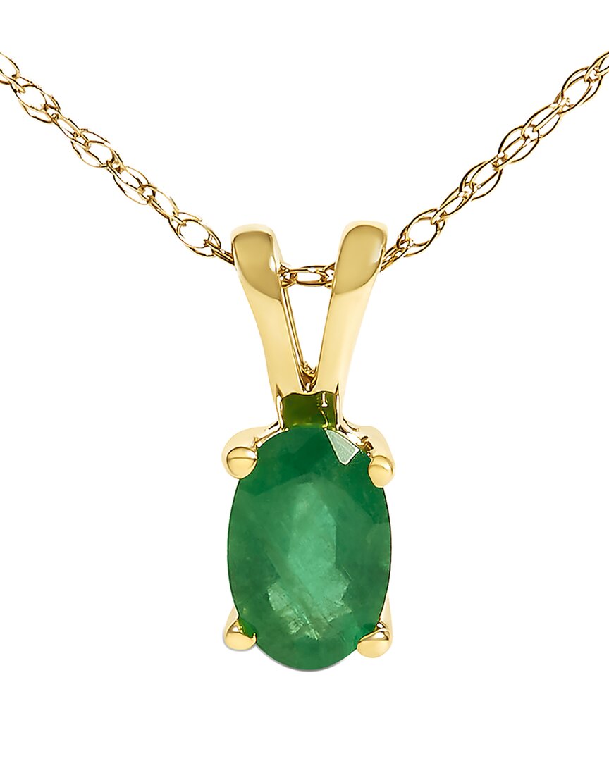 Haus Of Brilliance Colorful Gemstones 14k 0.52 Ct. Tw. Emerald Pendant Necklace In Green