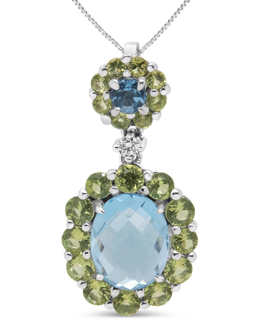 Haus Of Brilliance Colorful Gemstones 18k 0.05 Ct. Tw. Diamond & Topaz Pendant Necklace In Gold