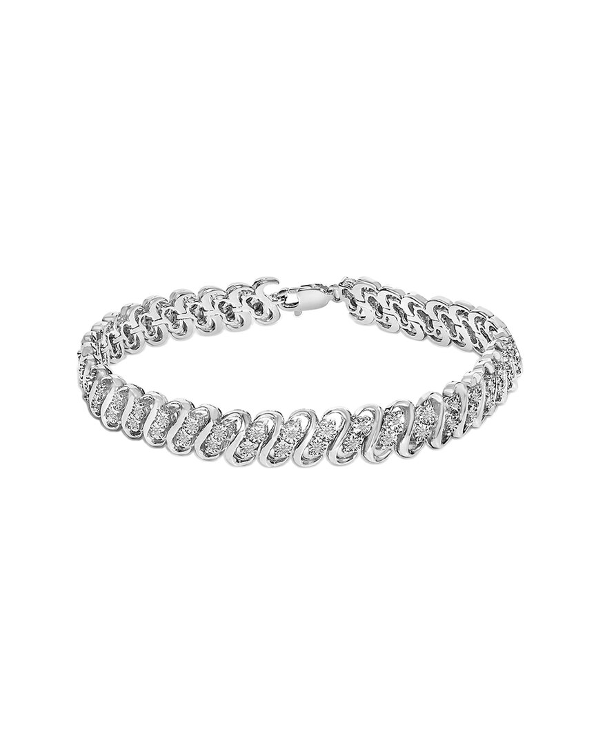 Haus Of Brilliance Silver 0.25 Ct. Tw. Diamond Link Bracelet