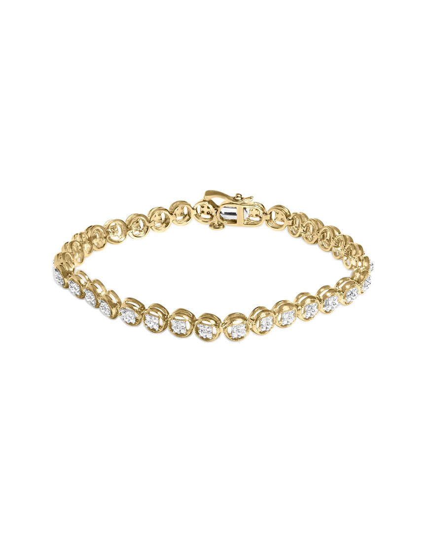 Haus of Brilliance 14K Over Silver 0.11 ct. tw. Diamond Link Bracelet