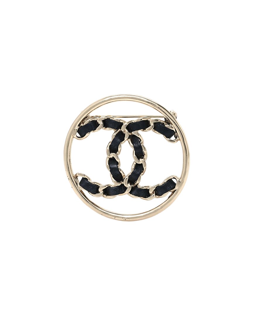 Pre-owned Chanel Lambskin Chain Cc Round Brooch (authentic Pre-loved)