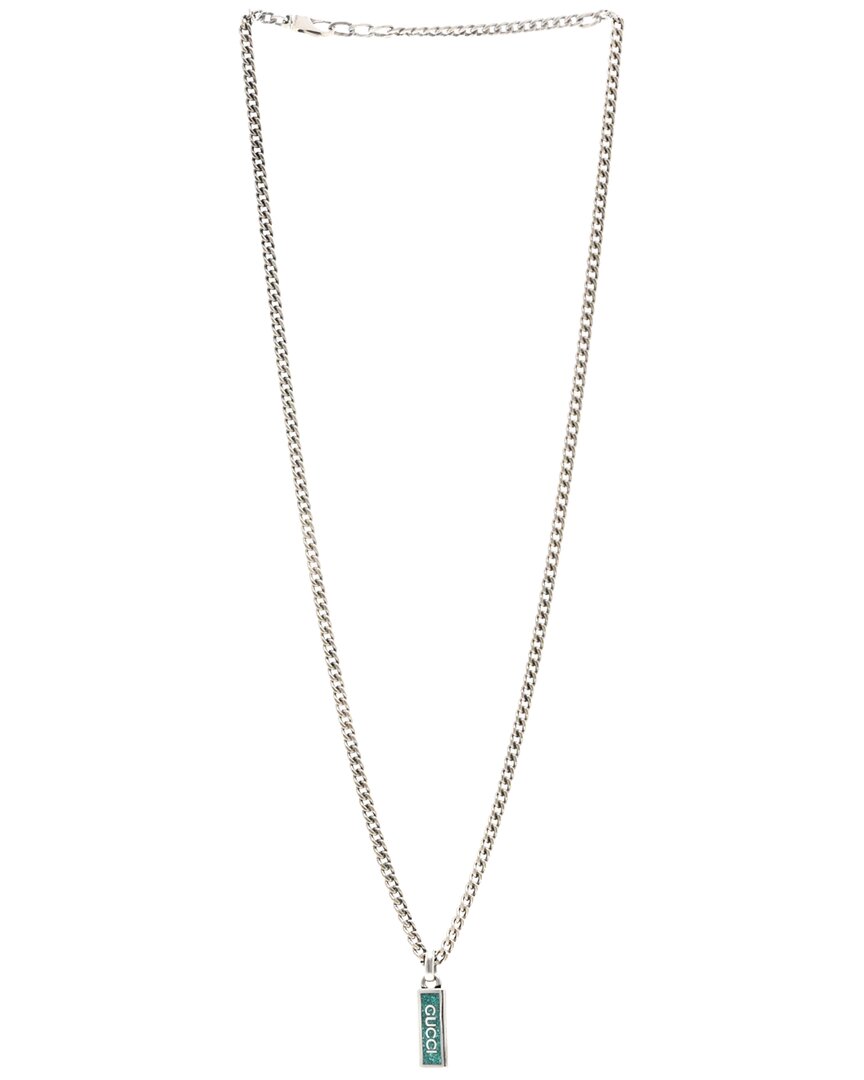 Gucci Silver Enamel Tag Pendant Necklace (authentic Pre-loved)