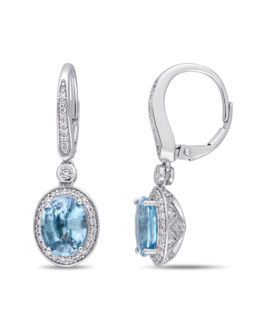 Diamond Select Cuts 14k 6.16 Ct. Tw. Diamond & Blue Zircon Earrings