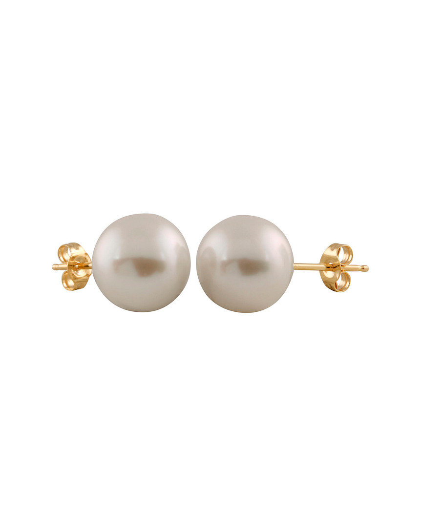 Splendid Pearls 14k Yellow Gold 7-8mm White Cultured Freshwater Pearl Stud Earrings