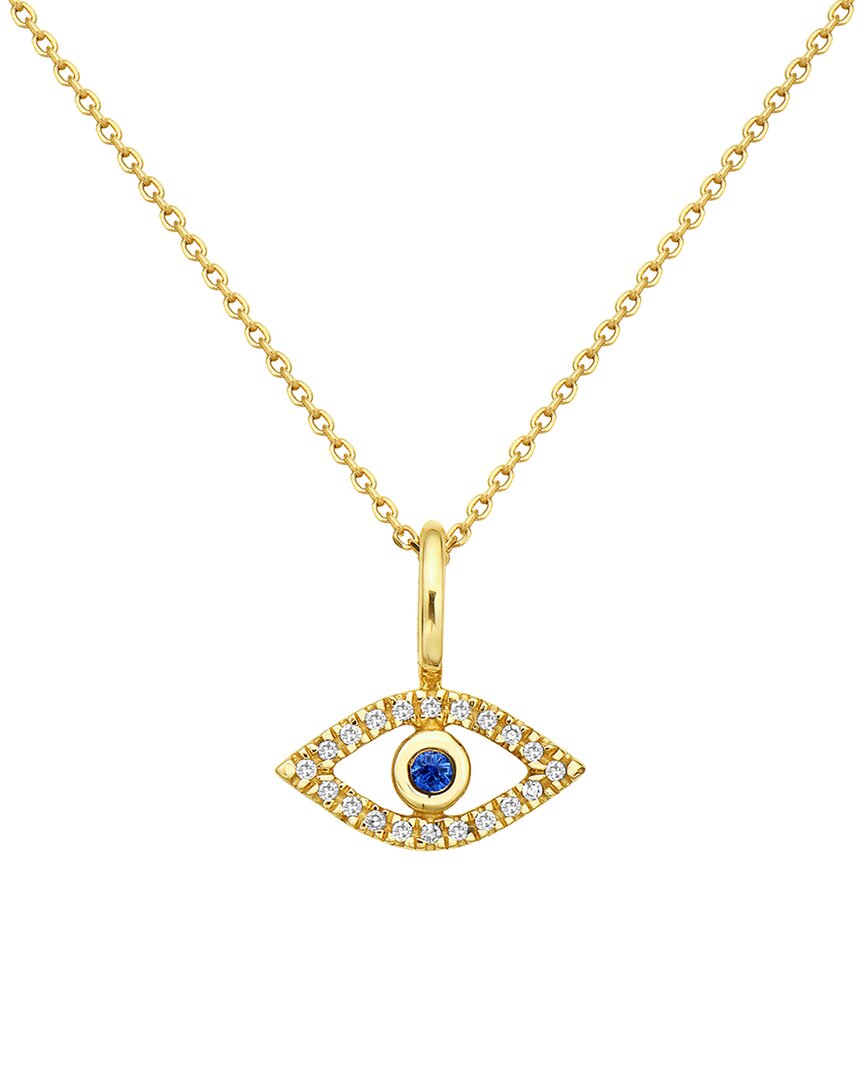 Diamond Select Cuts 14k 0.03 Ct. Tw. Diamond & Sapphire Evil Eye Necklace