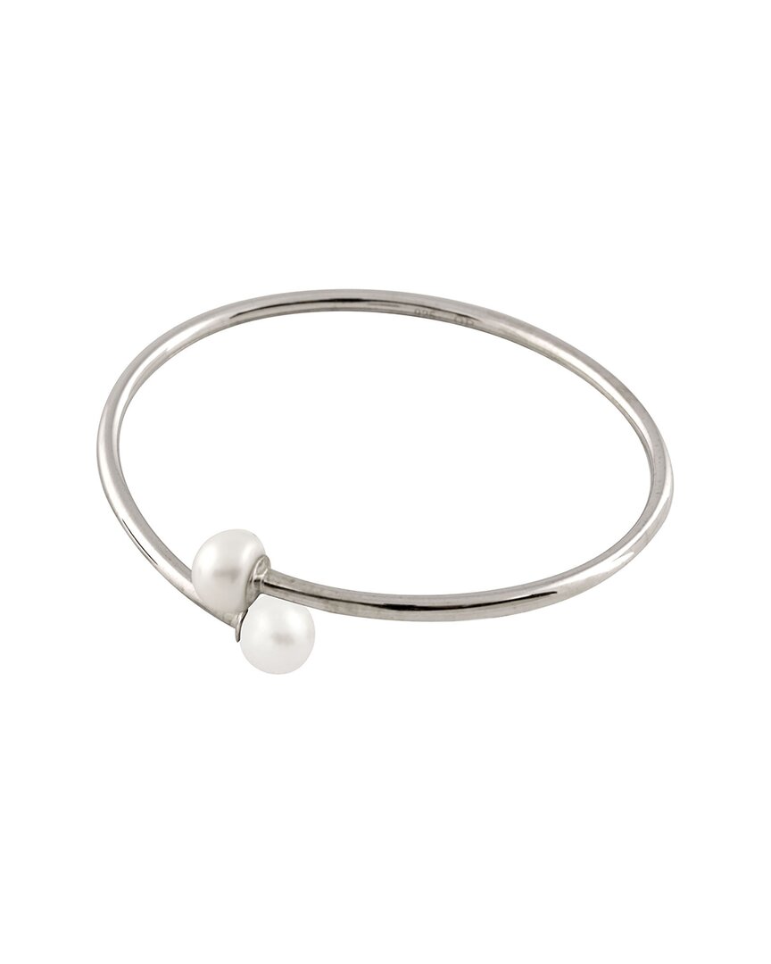 Splendid Pearls Silver 8-9mm Pearl Double Flex Bangle Bracelet