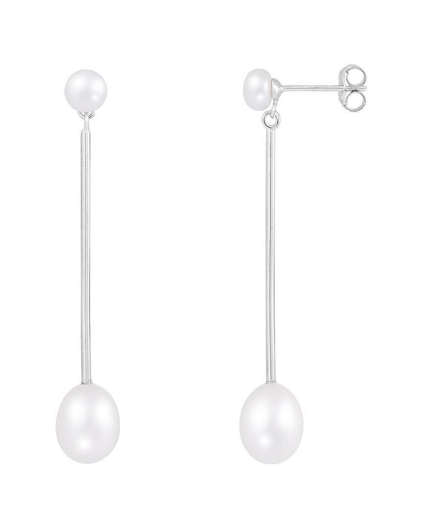 Splendid Pearls Silver 7-8mm Pearl Earrings In White