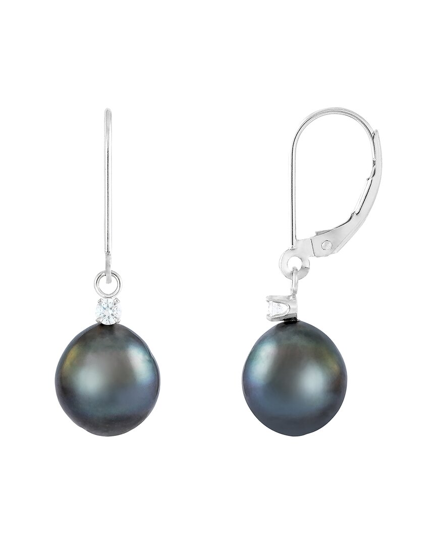 Splendid Pearls 14k 0.1 Ct. Tw. Diamond 8-9mm Pearl Earrings