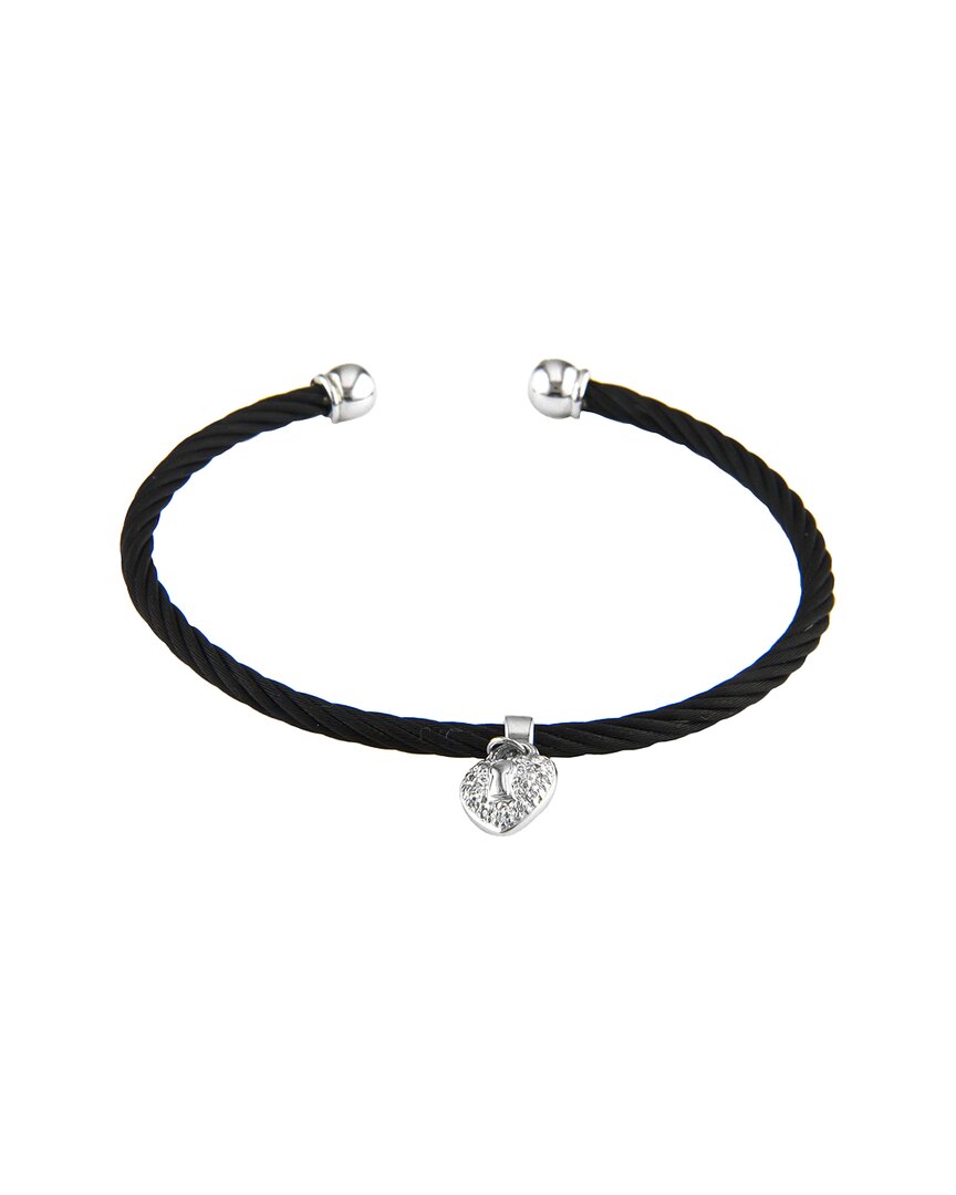 Diamond Select Cuts Heart 14k & Stainless Steel 0.06 Ct. Tw. Diamond Bangle Bracelet