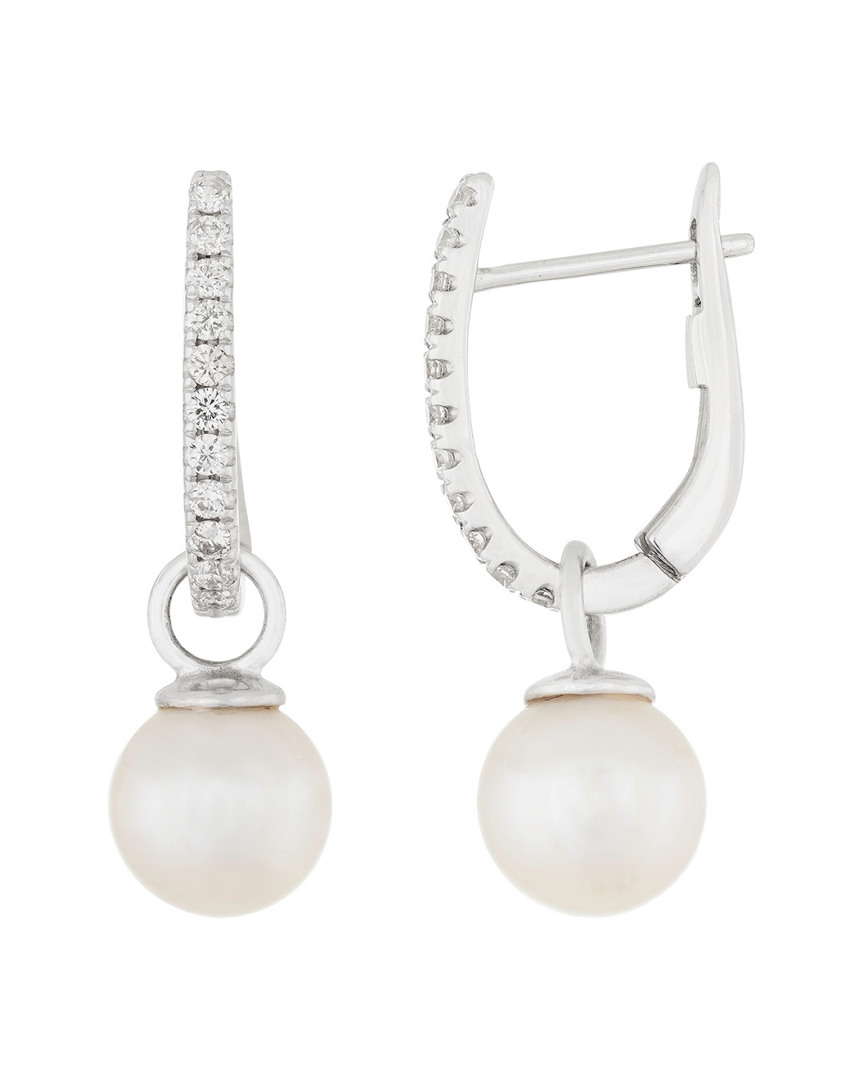 Masako Pearls 14k 0.22 Ct. Tw. Diamond 7-7.5mm Pearl Earrings