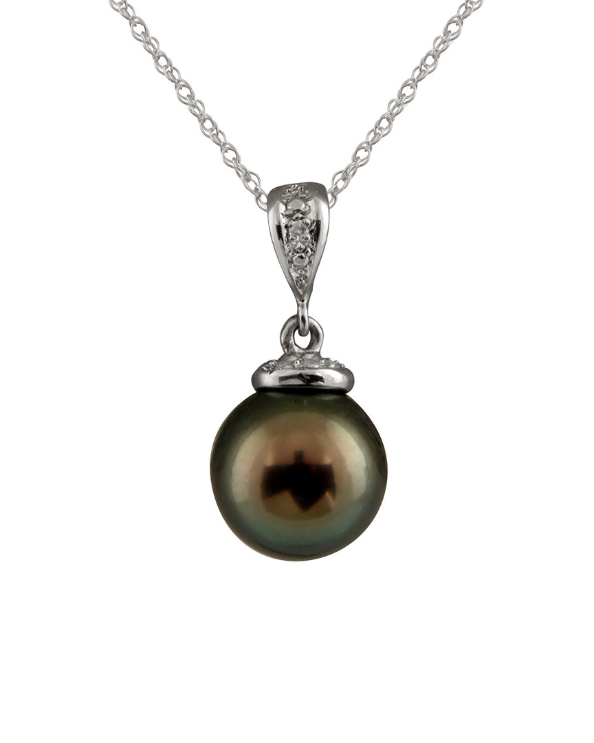 Masako Pearls 14k 0.04 Ct. Tw. Diamond & 11-12mm Tahitian Pearl Pendant Necklace