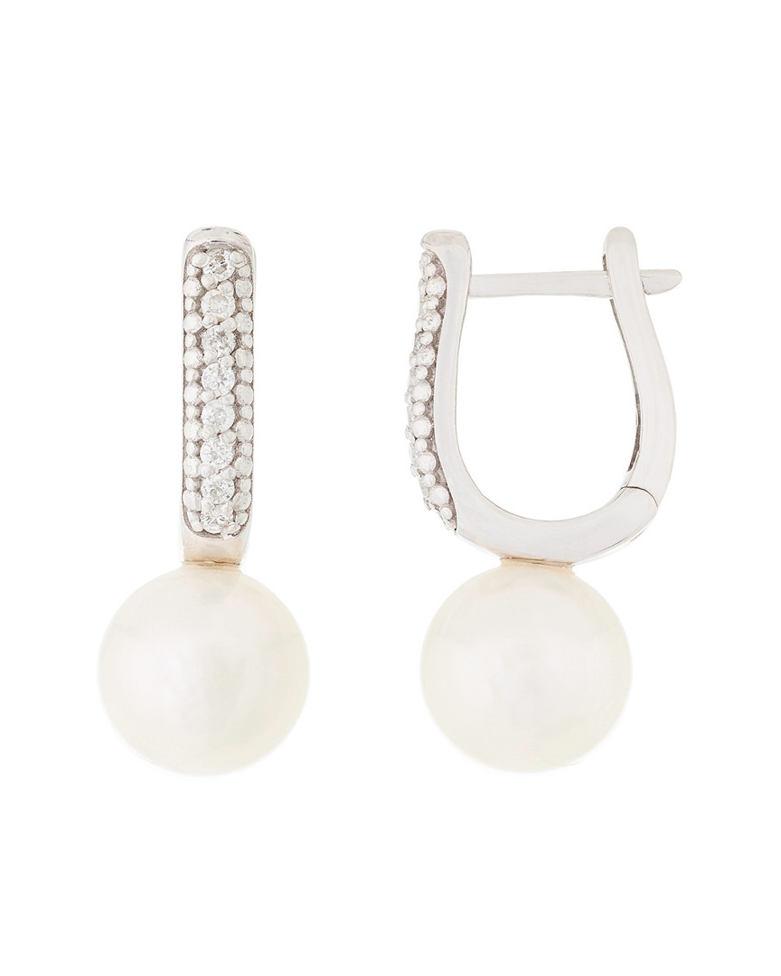Masako Pearls 14k 0.12 Ct. Tw. Diamond 7-7.5mm Pearl Earrings