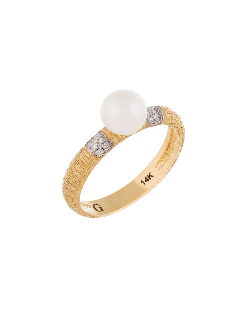 Masako Pearls 14k Diamond 6-6.5mm Pearl Ring