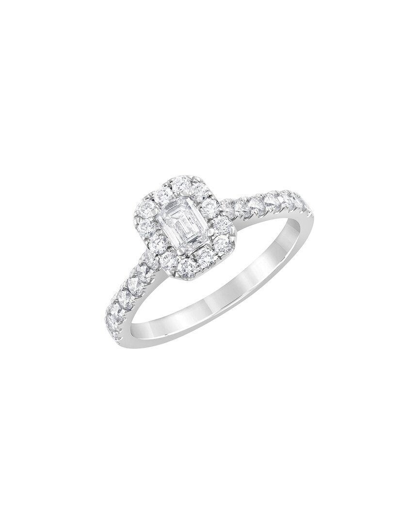 Lab Grown Diamonds 14k 1.00 Ct. Tw. Lab Grown Diamond Halo Ring In Metallic