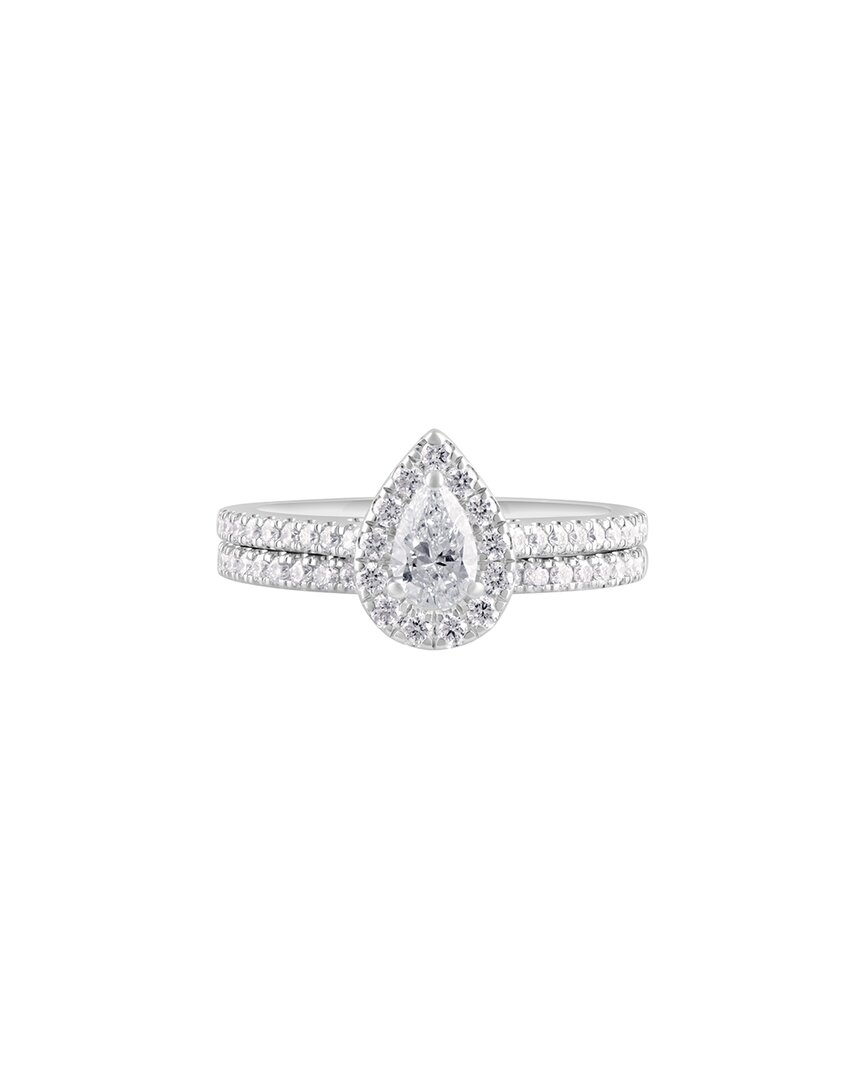 Lab Grown Diamonds 14k 1.00 Ct. Tw. Lab Grown Diamond Halo Ring In Metallic