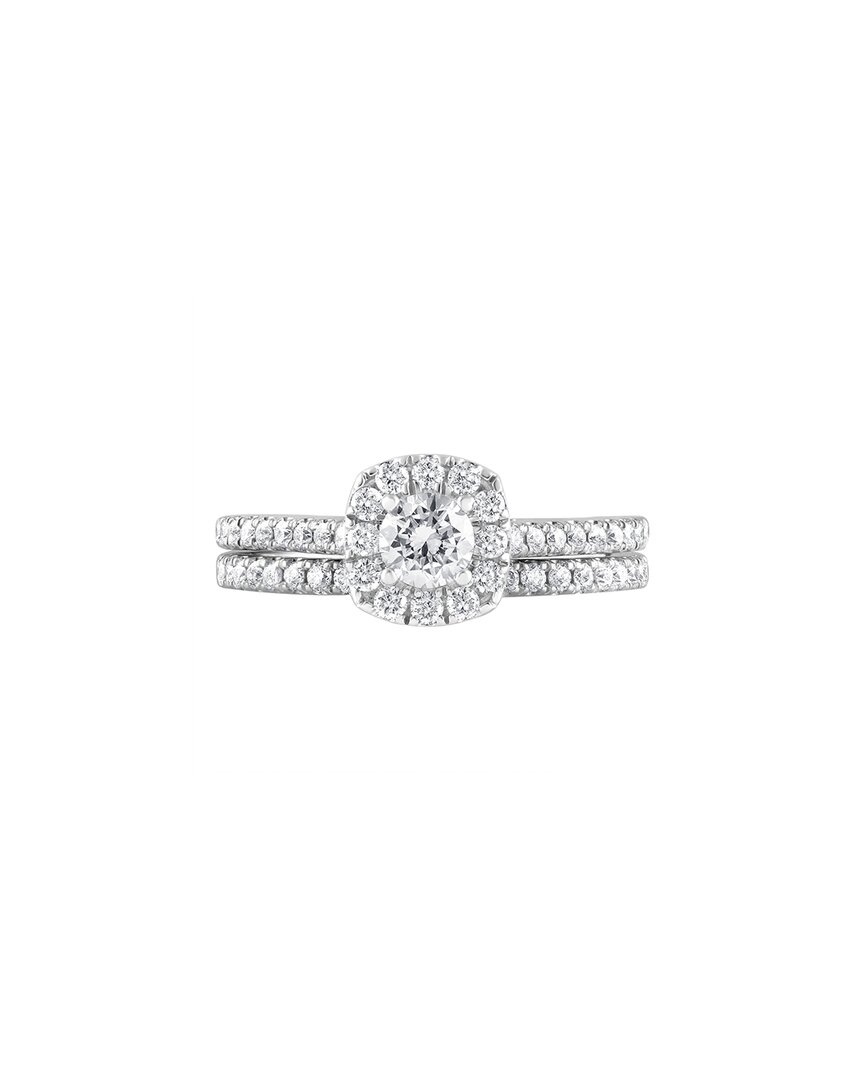 Lab Grown Diamonds 14k 1.01 Ct. Tw. Lab Grown Diamond Halo Ring In Metallic