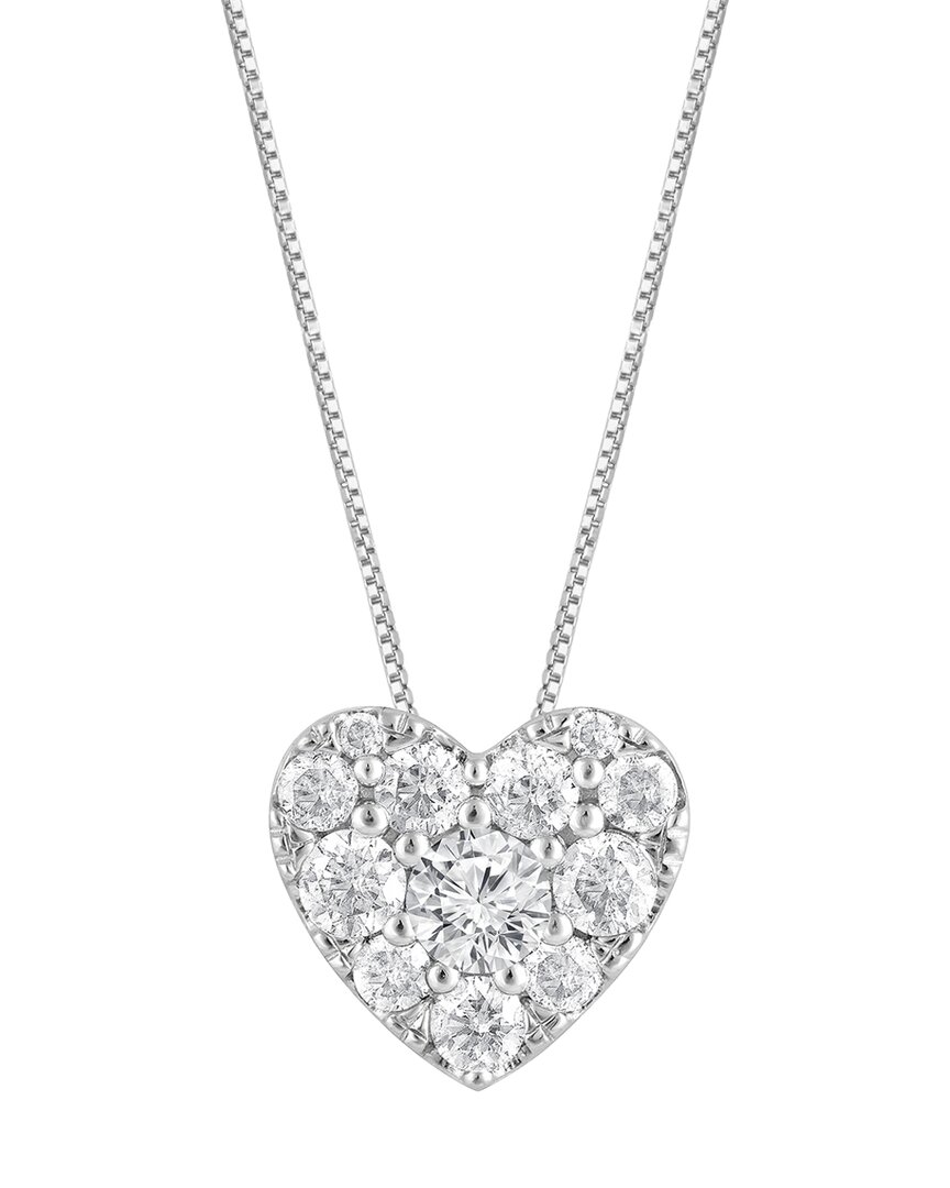 Lab Grown Diamonds Silver 0.48 Ct. Tw. Lab Grown Diamond Heart Pendant In Metallic