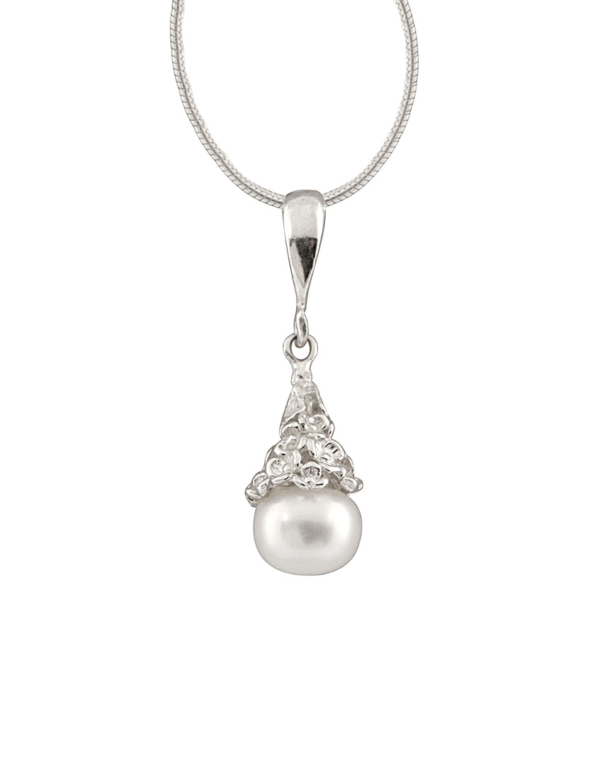Splendid Pearls Rhodium Plated 8-8.5mm Freshwater Pearl Necklace In Metallic