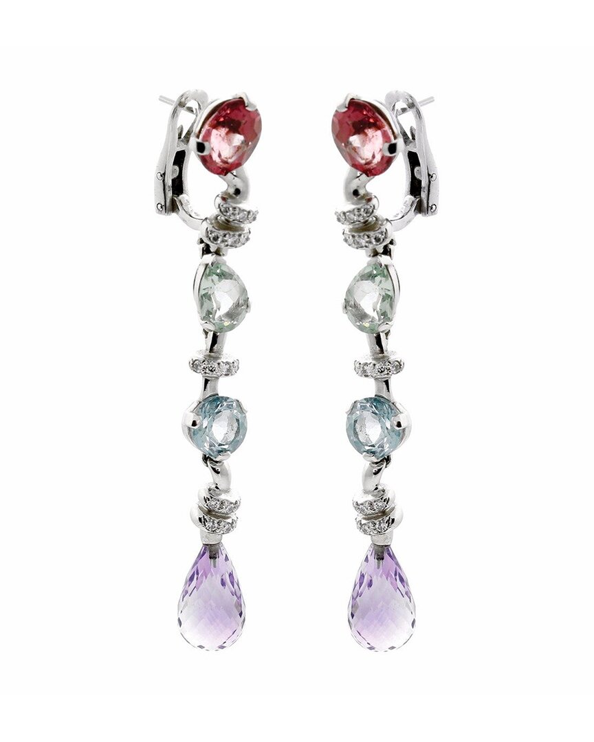 Chanel 18k 0.76 Ct. Tw. Diamond & Gemstone Drop Earrings (authentic Pre-loved) In Black