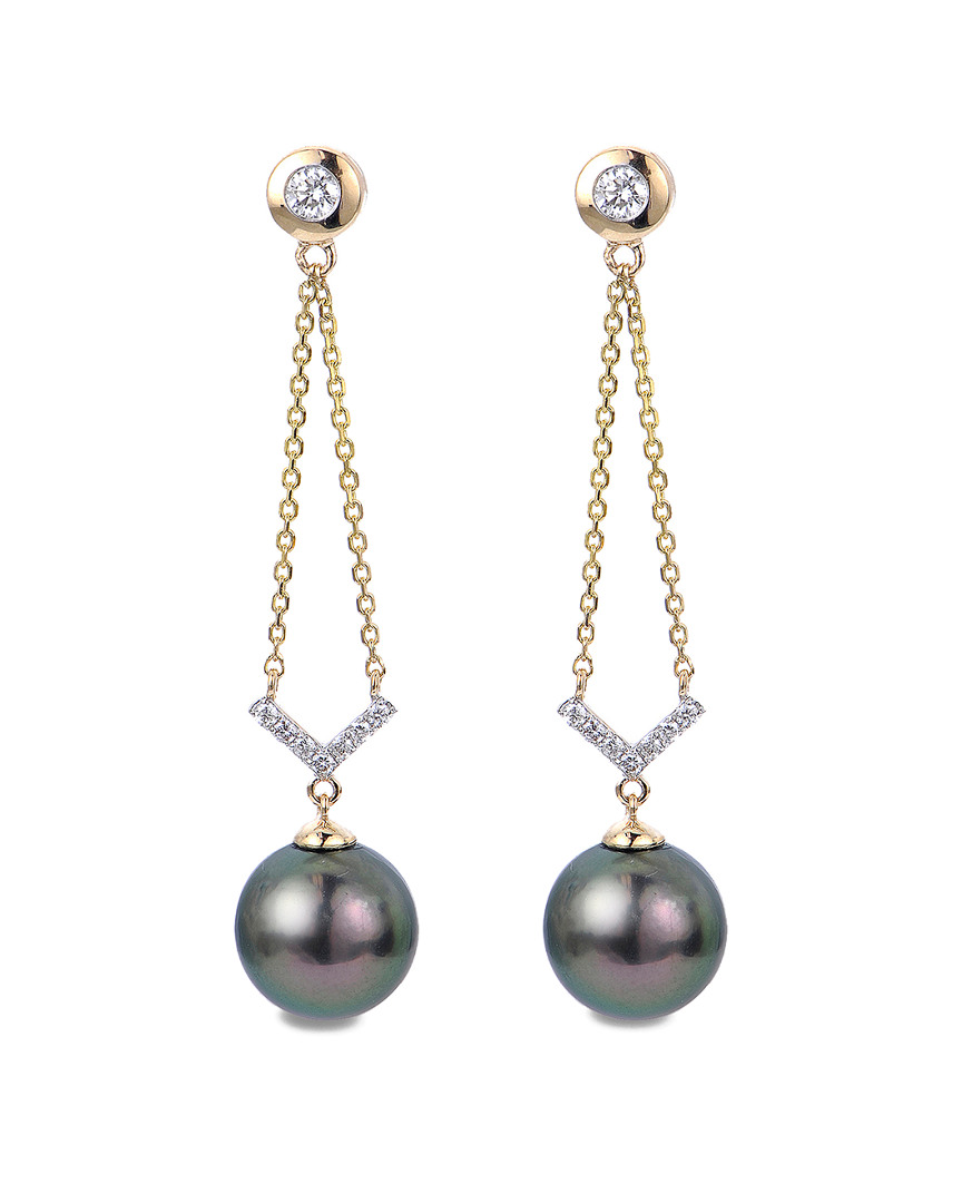 Pearls 14k 0.17 Ct. Tw. Diamond 8-8.5mm Pearl Earrings