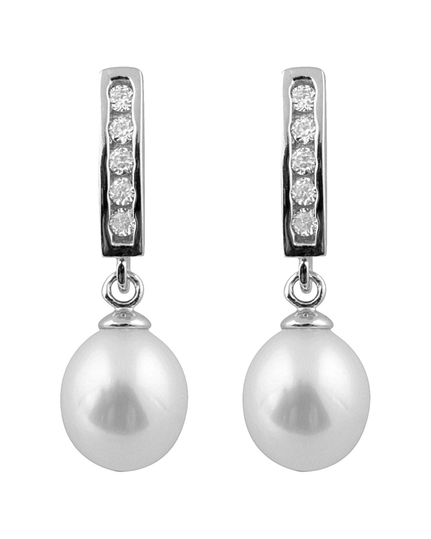 Splendid Pearls Silver 7.5-8mm Freshwater Pearl Earrings In White
