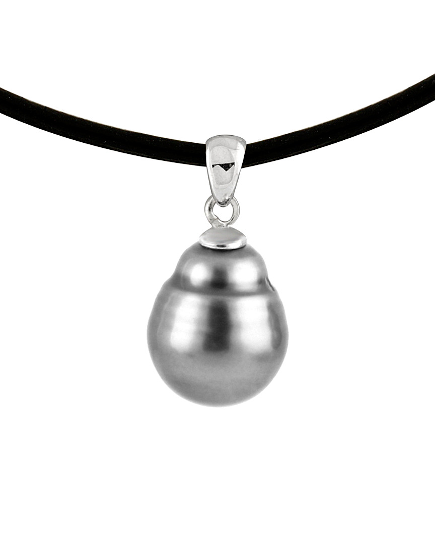 Splendid Pearls Silver 9-10mm Tahitian Pearl Pendant Necklace