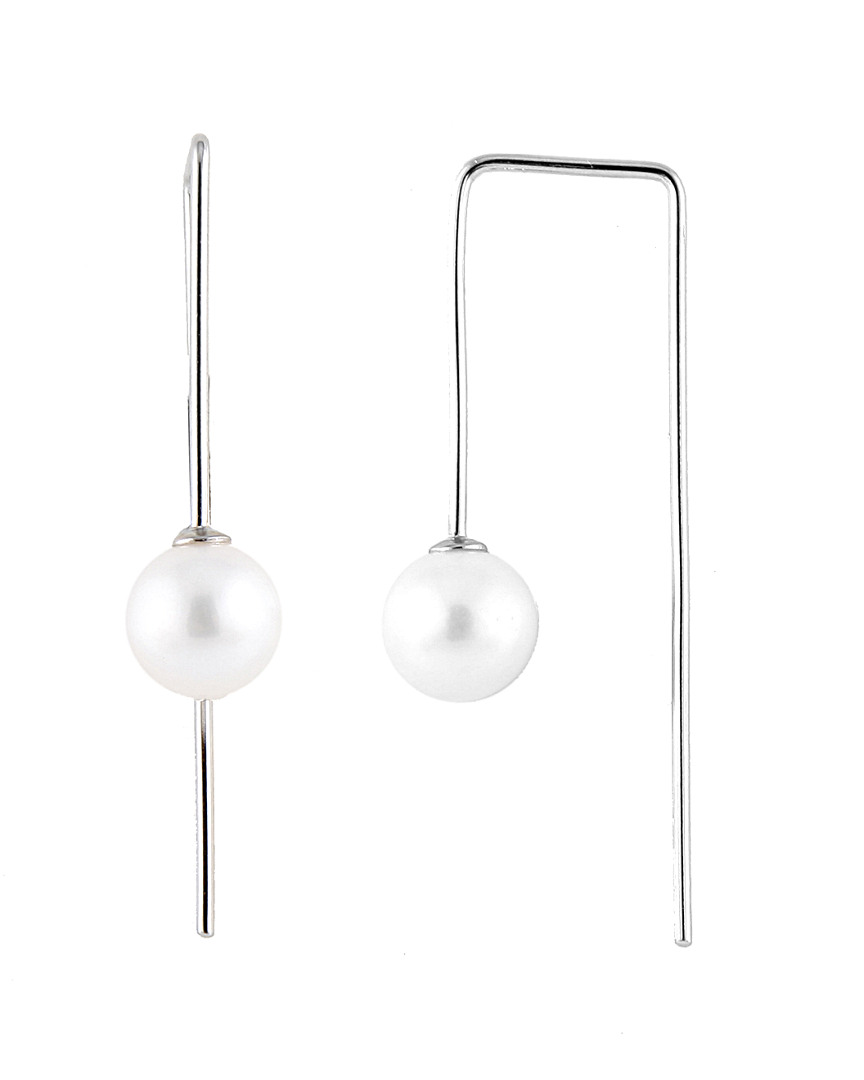 Splendid Pearls Silver 8-8.5mm Freshwater Pearl Earrings In White