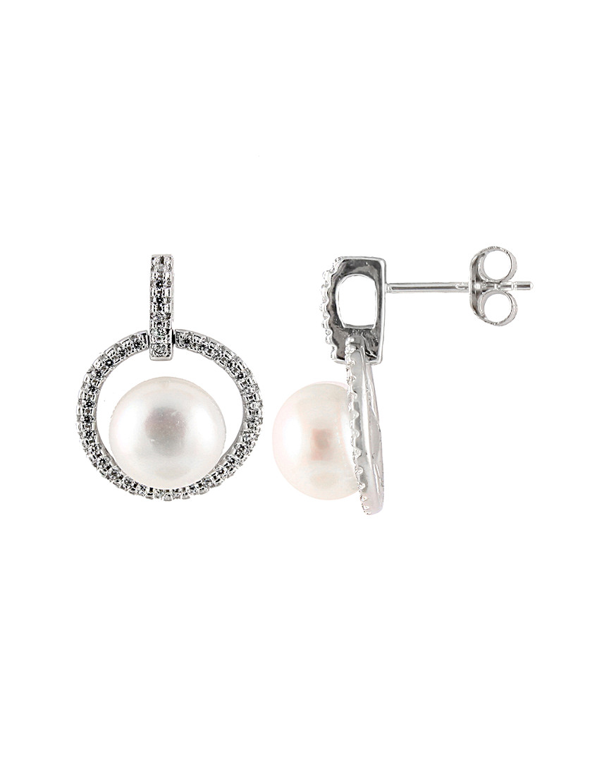 Splendid Pearls Silver 8-9mm Freshwater Pearl Earrings