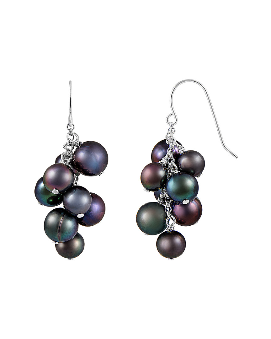 Splendid Pearls Rhodium Over Silver 6-10mm Pearl Earrings