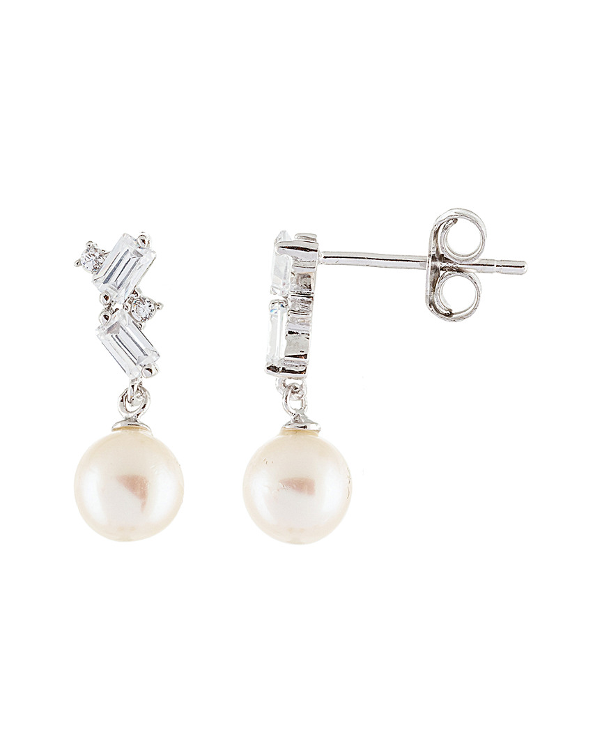 Splendid Pearls Silver 5.5-6mm Freshwater Pearl Earrings In Burgundy
