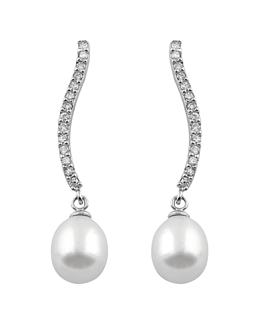 Splendid Pearls Silver 7.5-8mm Pearl Earrings In Metallic