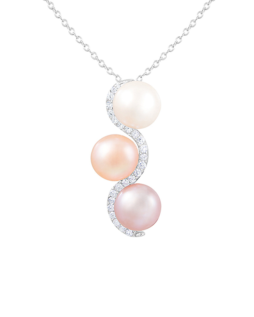 Splendid Pearls Rhodium Over Silver 8-9mm Pearl Pendant