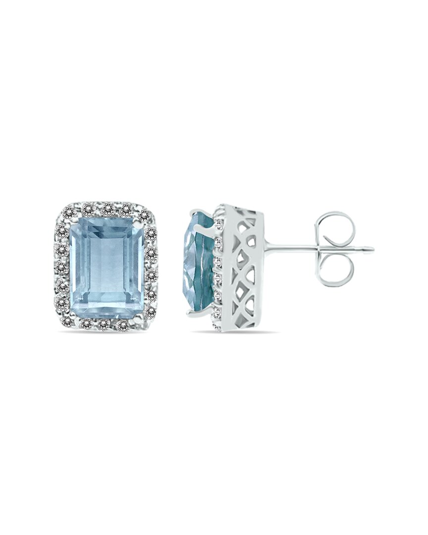 Gemstones 14k 4.05 Ct. Tw. Diamond & Aquamarine Earrings