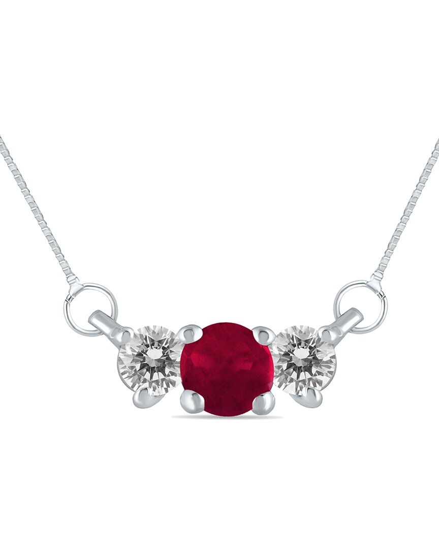 Gemstones 14k 0.35 Ct. Tw. Diamond & Ruby Necklace
