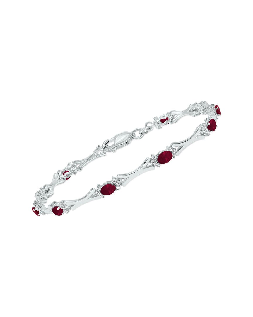 Gemstones Silver 1.86 Ct. Tw. Diamond & Ruby Bracelet