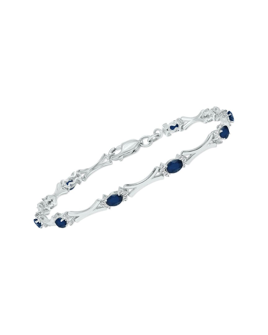 Gemstones Silver 1.86 Ct. Tw. Diamond & Sapphire Bracelet