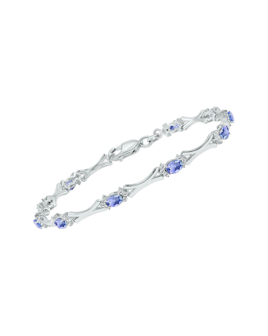 Gemstones Silver 1.86 Ct. Tw. Diamond & Tanzanite Bracelet