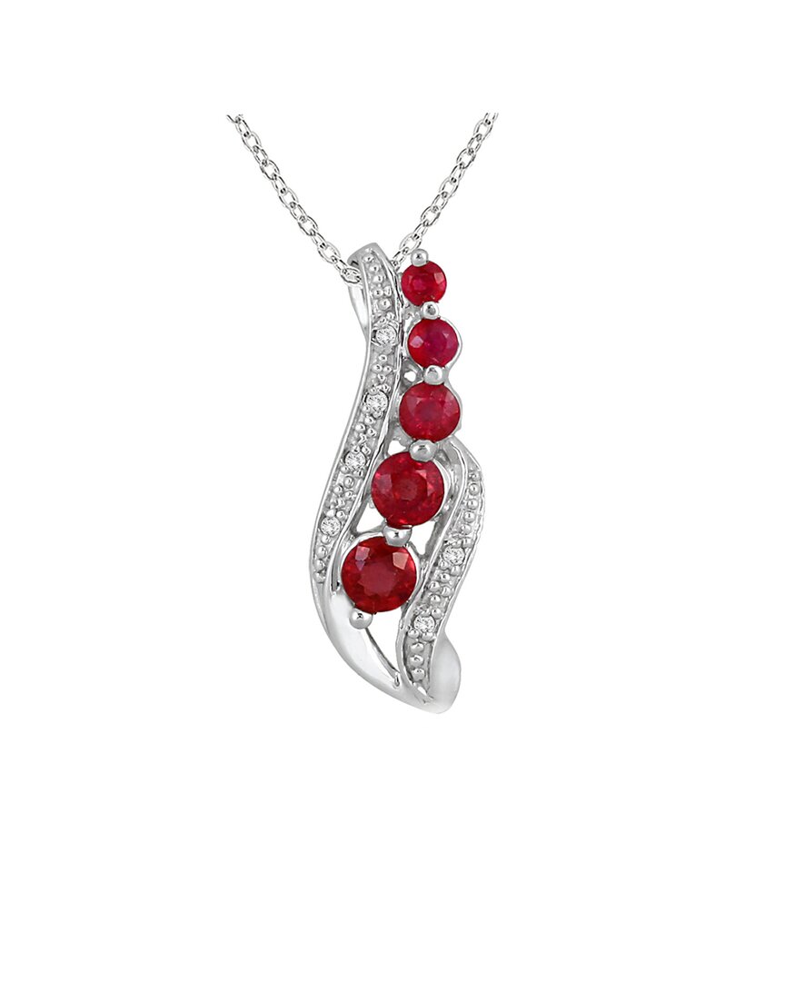 Gemstones 14k 1.03 Ct. Tw. Diamond & Ruby Necklace